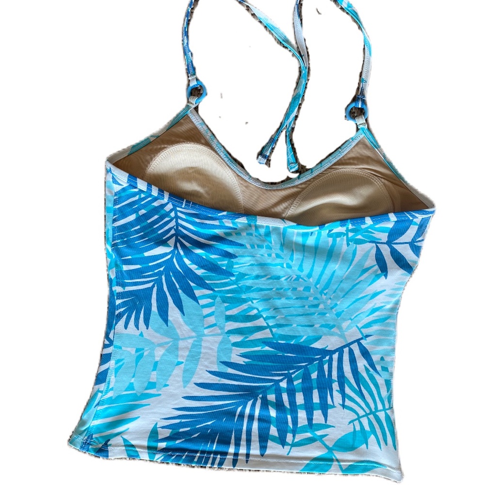 Bari tankini bathing suit top blue white floral M - Picture 4 of 14